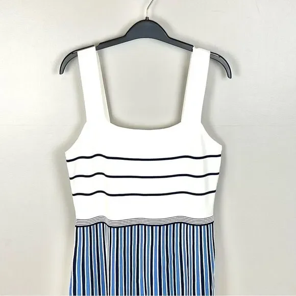 Diane Von Furstenberg Yasmin Dress Knitted Striped Blue Size L NWT - Picture 4 of 6